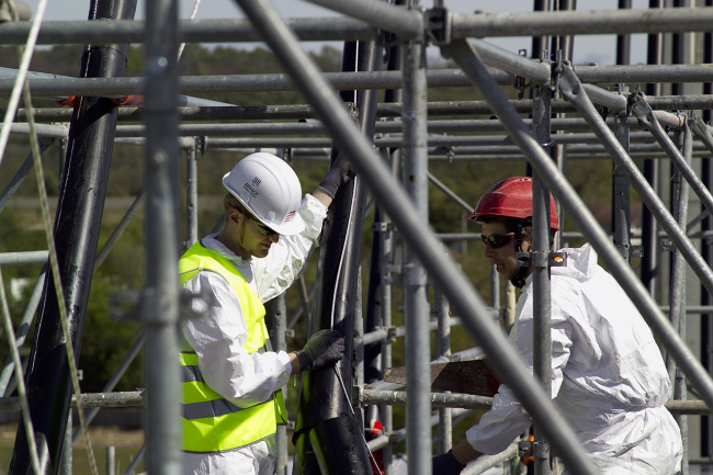 Travaux acrobatiques viaduc sur l'A49 5