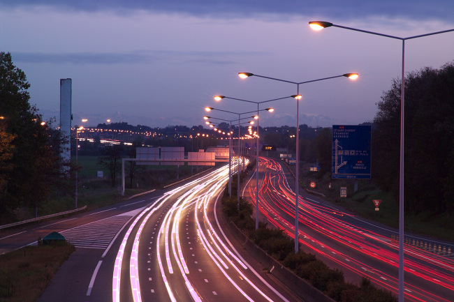 Vue de nuit de l'A43