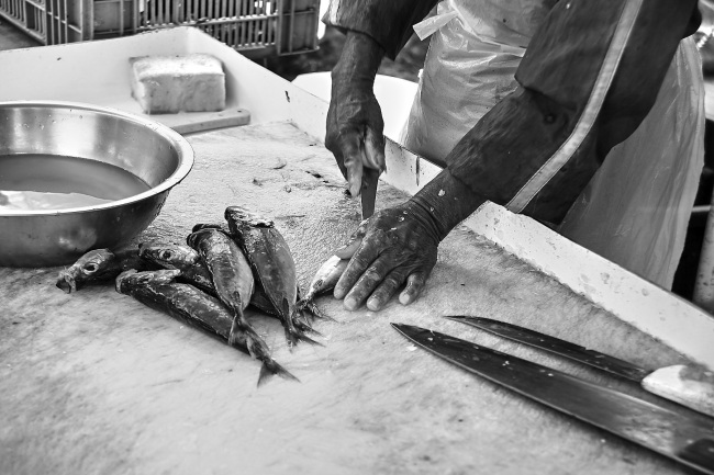 Poissonnier au marché de St Pierre 2